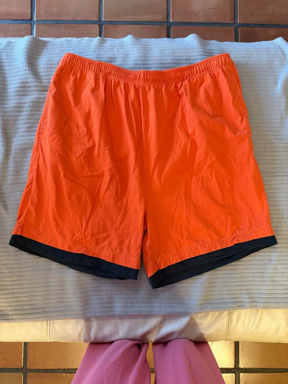 KingSize Men's 2XL Big Elastic Waist Athletic Shorts Orange Black